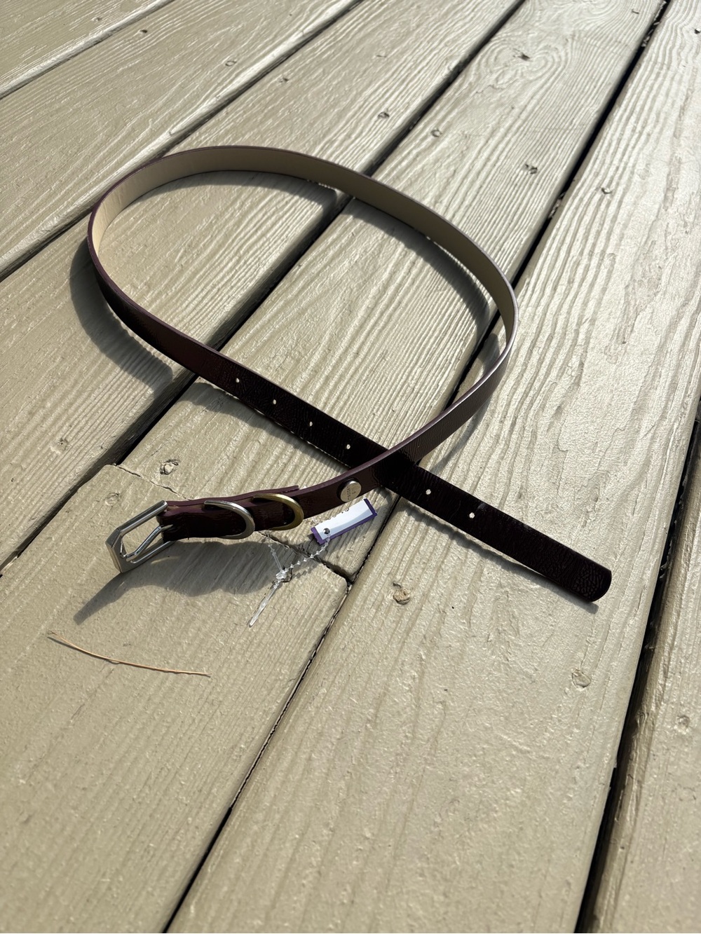 MADDEN GIRL Classic Burgundy 3/4” Width Patent Leather Belt & Gold Buckle, M/L